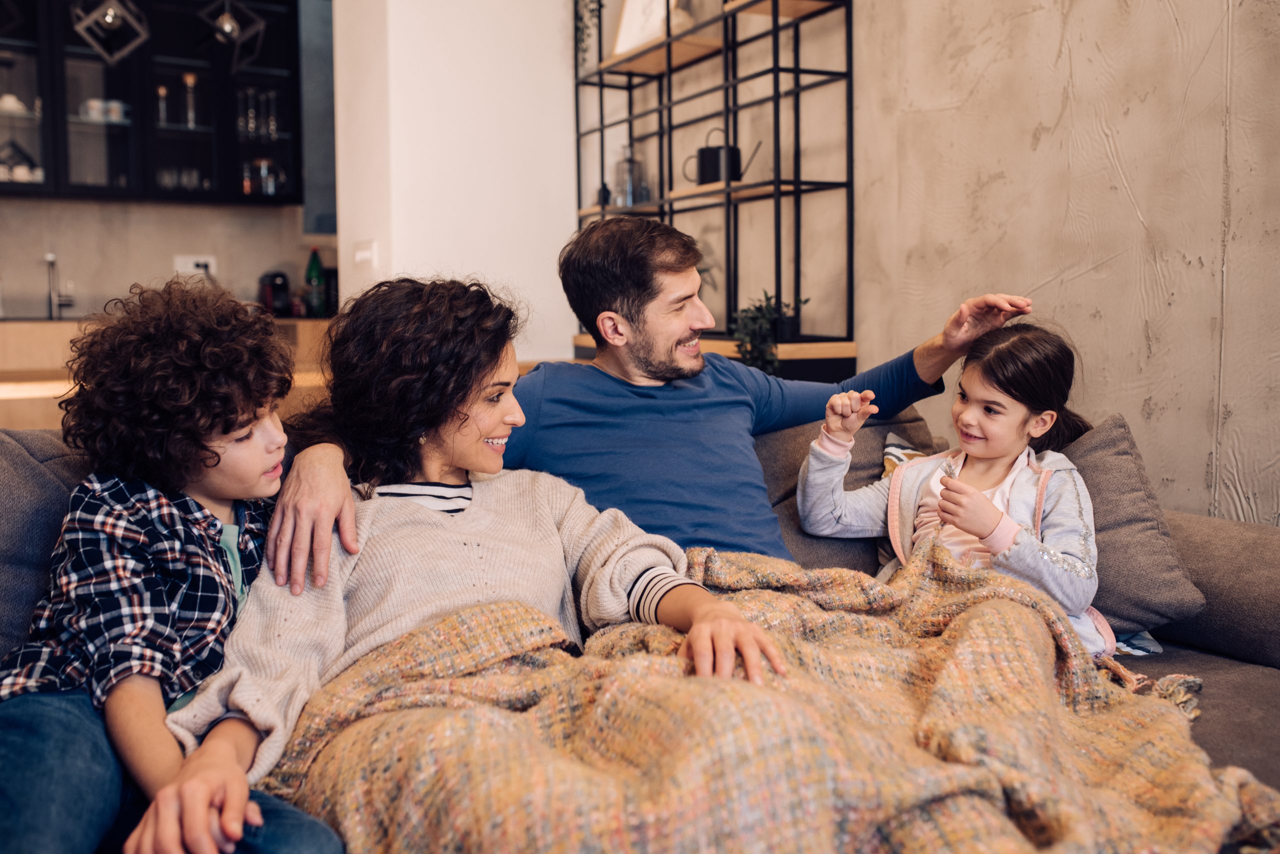 family stays warm with working heater