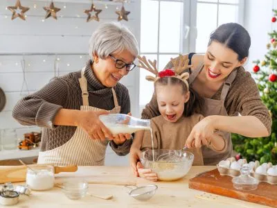 family holiday baking in the kitchen